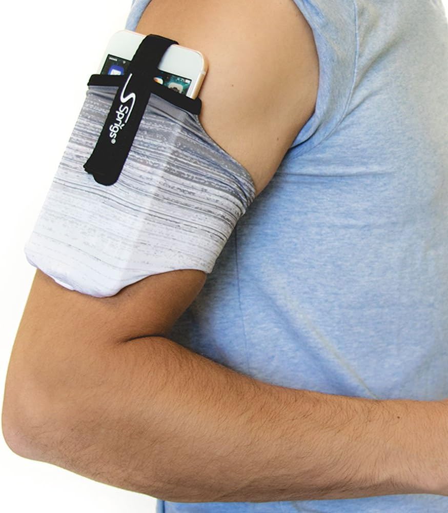 Sprigs Phone Armband Sleeve for iPhone 14, 13, 12, 11, X Galaxy Z, S22, S21, S20 Google Pixel 7, 6, 5. The Lightest & Most Comfortable Running Armband, Stretches to Fit All Phones with Case for Women & Men