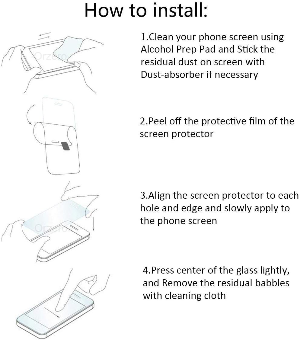 Orzero (3 Pack) Tempered Glass Screen Protector for Samsung Galaxy A21s, Full Adhesive, 2.5D Arc Edges, HD Anti-Scratch