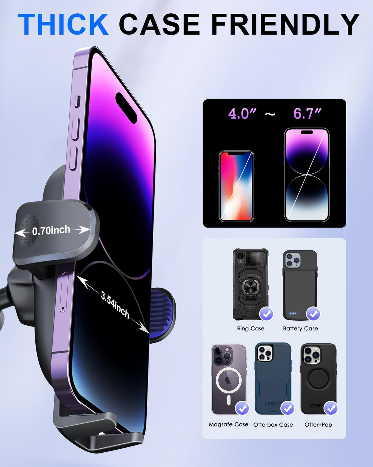 Ciencimy Phone Holder Car [Reusable Velcro Design] Universal Dashboard Windshield Phone Mount for Car,[One Finger Release],360° Rotation Car Phone