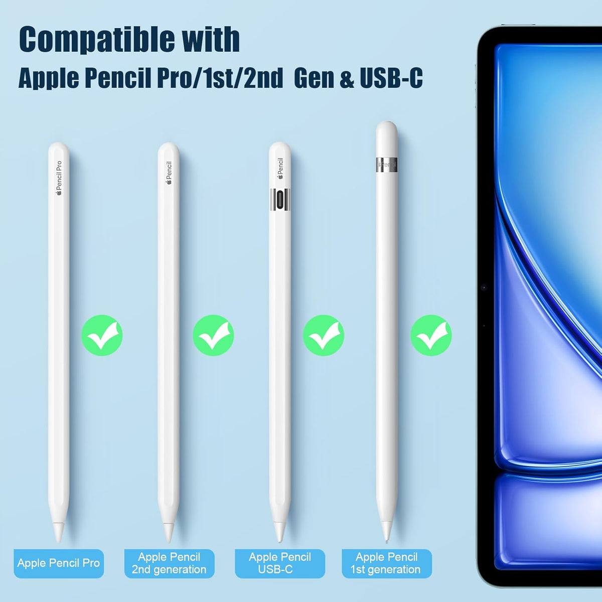 Upgraded Replacement Tips for Apple Pencil Pro/1st Gen/2nd Gen/USB-C, Metal Pen Nibs Accessories for Apple iPad Pencil - (6 Pack)