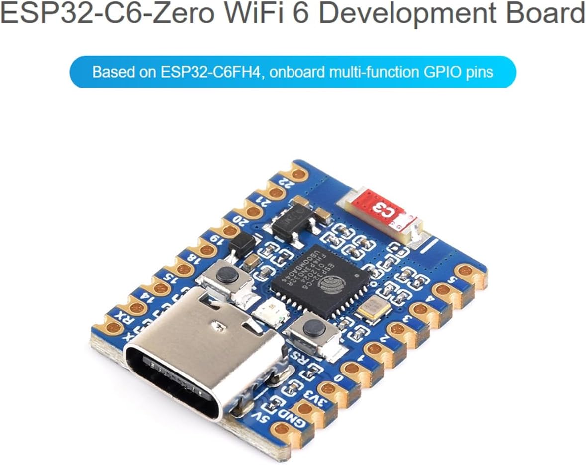 ESP32 Development Board ESP32-C6, Mini Board, Dual Processors, 2.4GHz WiFi 6 & Bluetooth 5