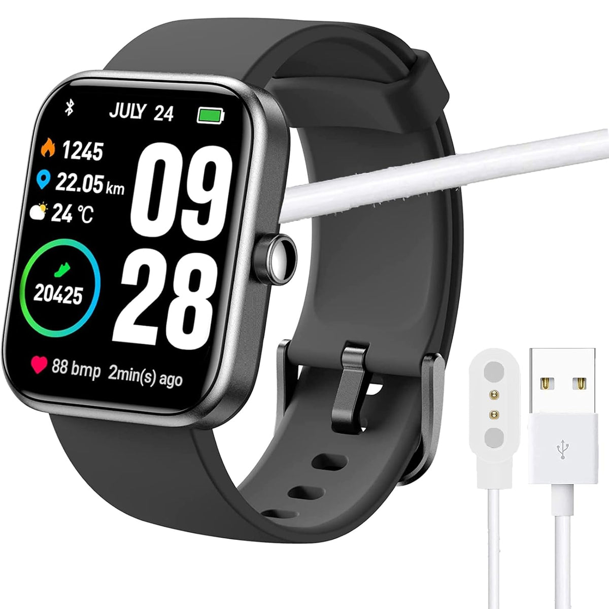 Compatible TOZO S2 Charger, Magnetic USB Charging Cable Replacement for TOZO S2 1.69 Smartwatch (White)