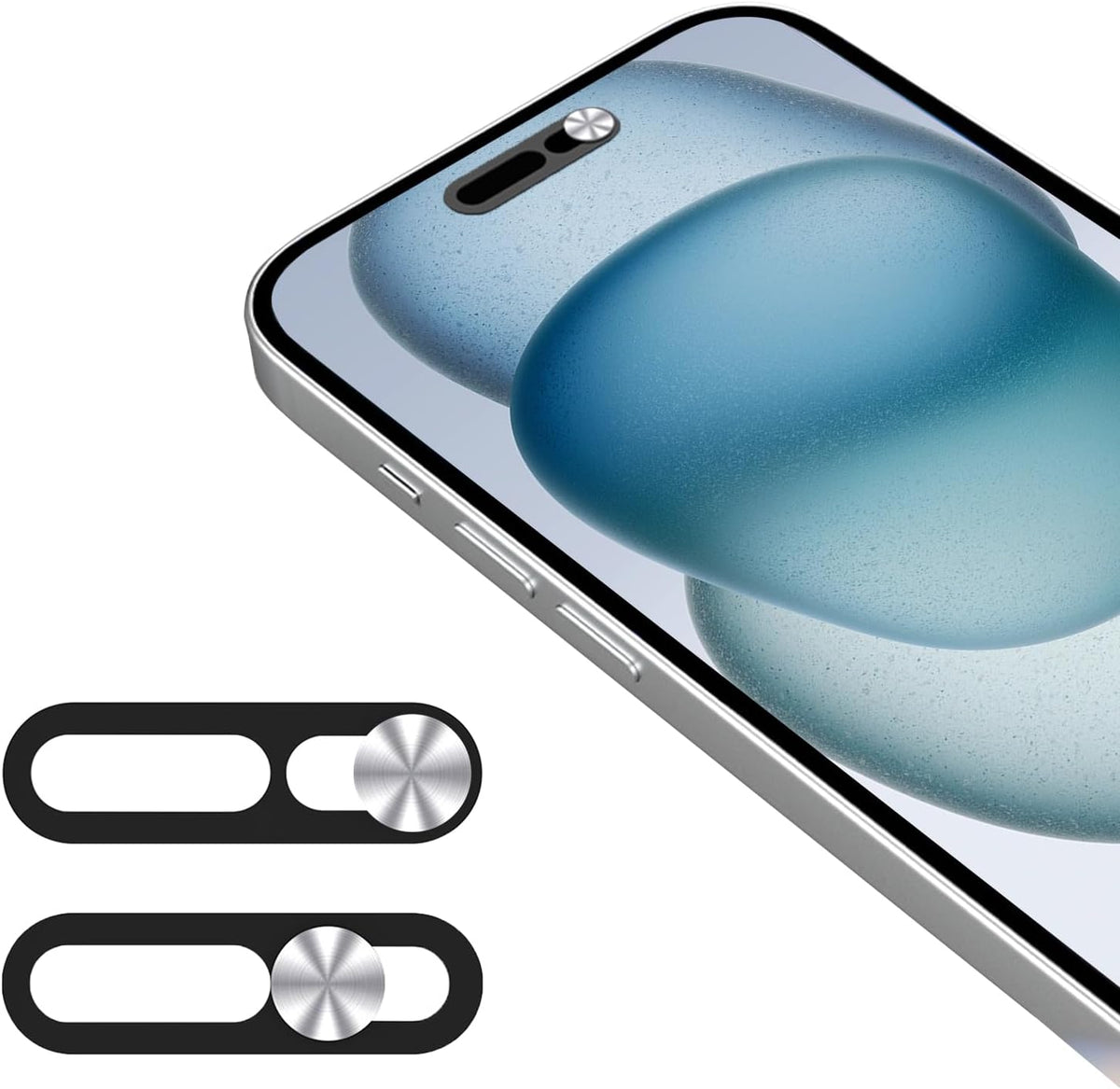 EYSOFT 15/15 Plus/15 Pro/15 Max/14 Pro/14 2 Pack-Silver Webcam Cover,Front Camera Cover Compatible for iPhone Pro Pro
