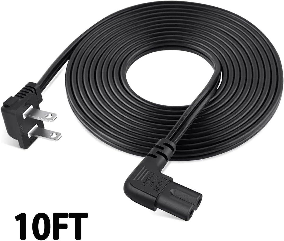 IJP 10FT 24" 32" 40" 43" 48" 49" 50" 55" 60" 65" 75", UN40 UN43 UN48 90 18AWG 2-Prong C7 Longer TV Power Cord