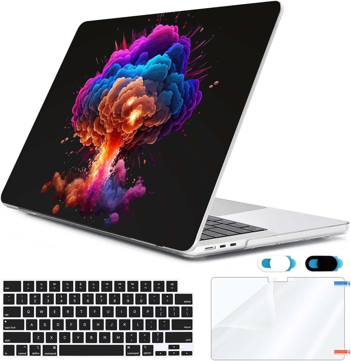 Compatible with MacBook Air 13 inch Case 2025 2024-2022 M4 A3240 M3 A3113 M2 A2681, Plastic Hard Shell&Keyboard Cover&Screen Film&Webcam Cover for MacBook Air 13.6 inch Case, Explosion