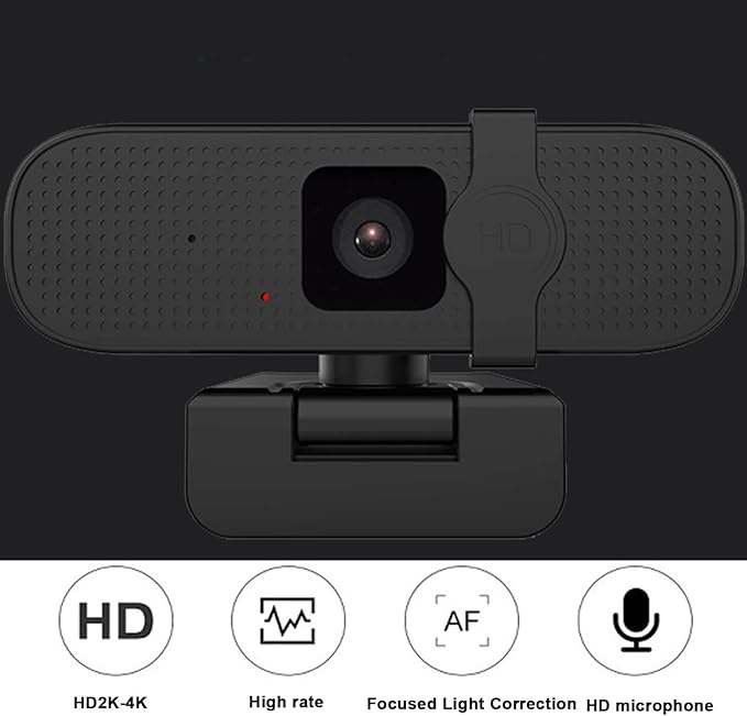 USB Computer Web Camera with Cover Autofocus 4K Plug and Play Wide Angle for Gaming Video Recording Streaming and Live Chat
