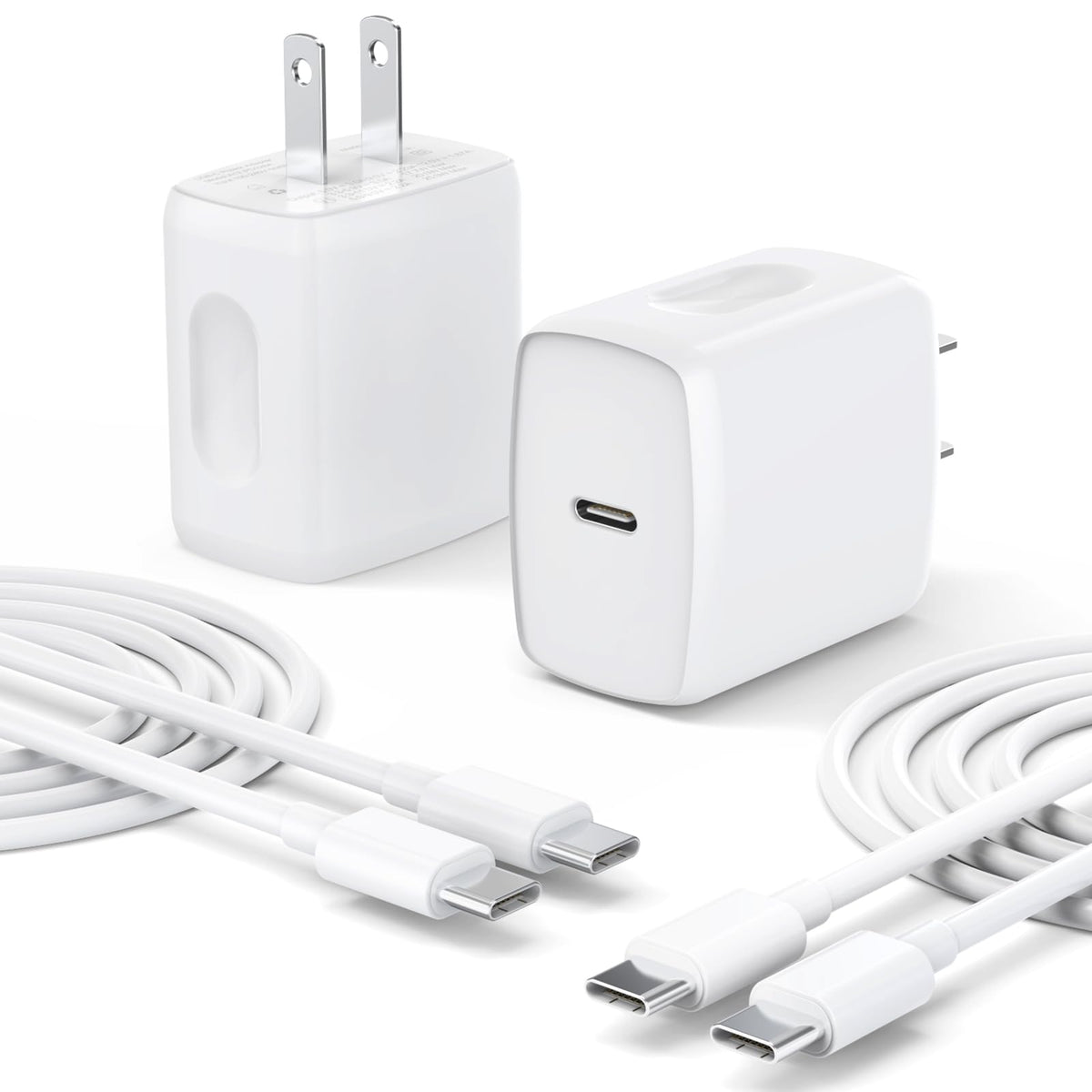 USB C Charger Type C Fast Charging 2 Pack 25W Chargers Block with 2 Pack 6FT USB C to C Cable for iPhone 17 Pro/Pro Max/Air/16 15 Pro/Pro