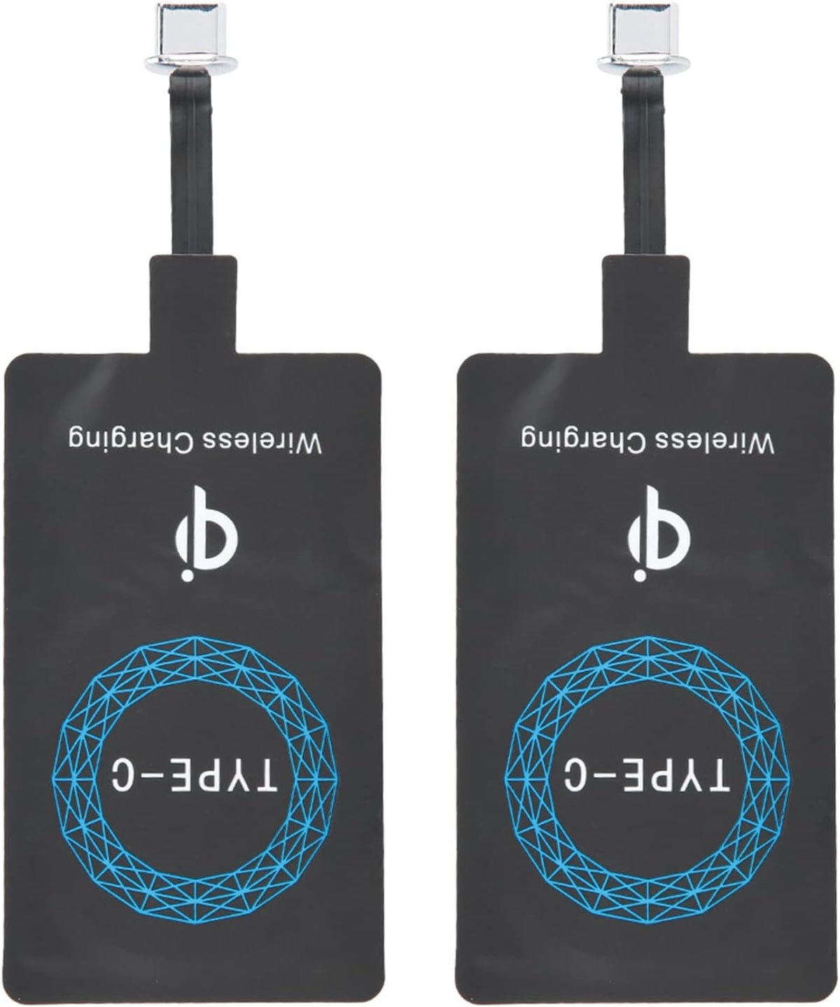 2PCS Type C Wireless Charging Receiver, Fast Self Adhesive Sticker Charger for Mobile Phone Android Device