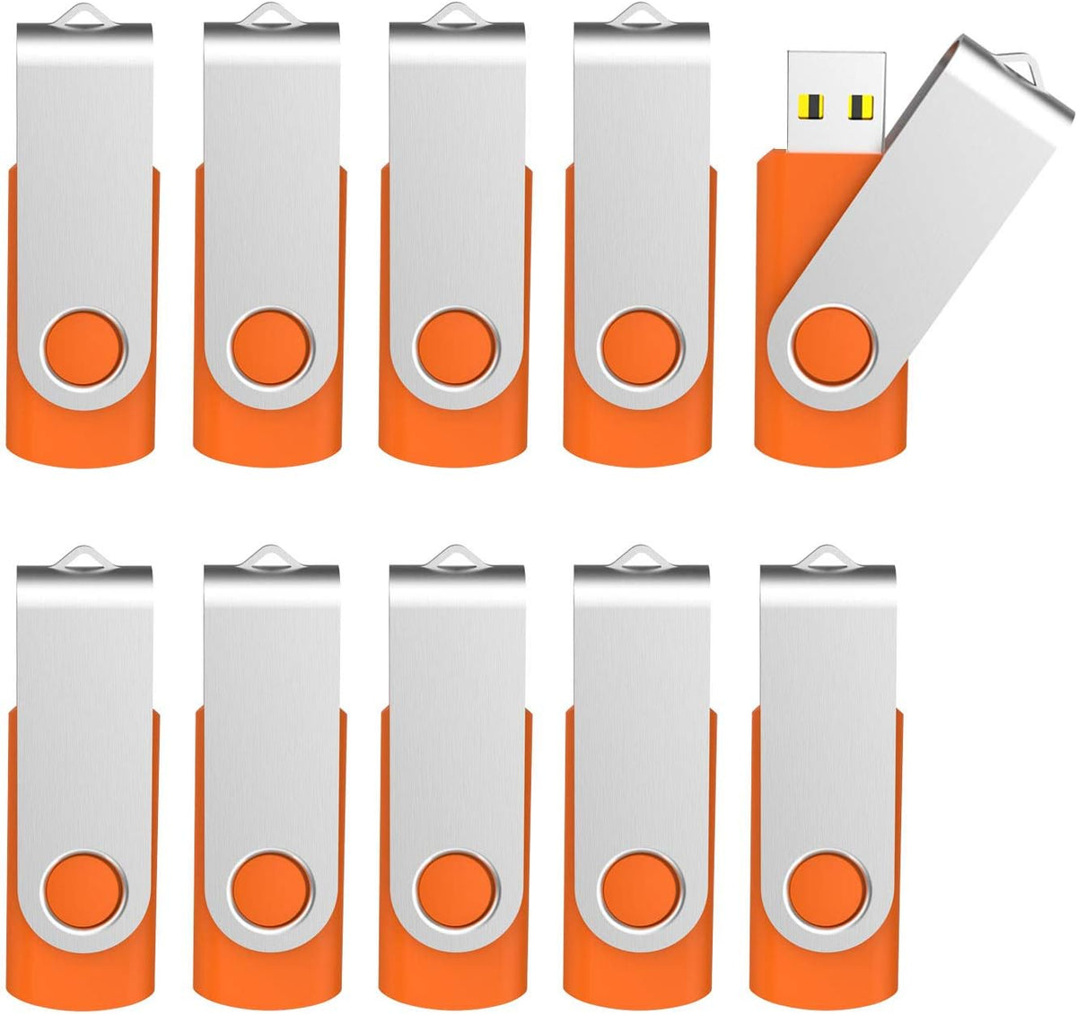 KOOTION 10 Pack 4 GB USB Flash Drive 4gb Flash Drives Keychain Thumb Drive Swivel Memory Stick Orange