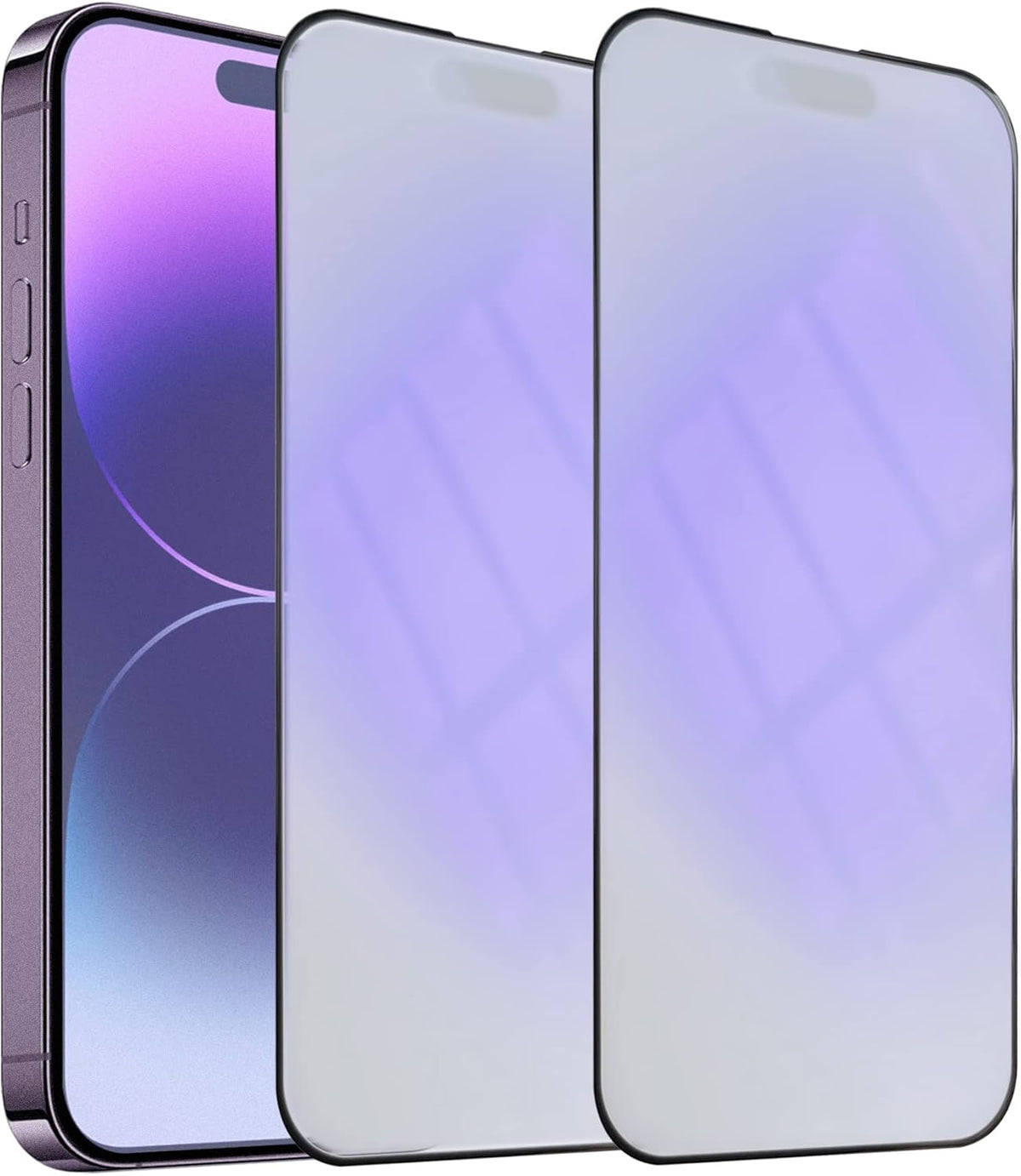 2 Pack Anti-Blue Light Screen Protector for iPhone 14 Pro, 6.1", Matte Tempered Glass, Scratch Resistant,