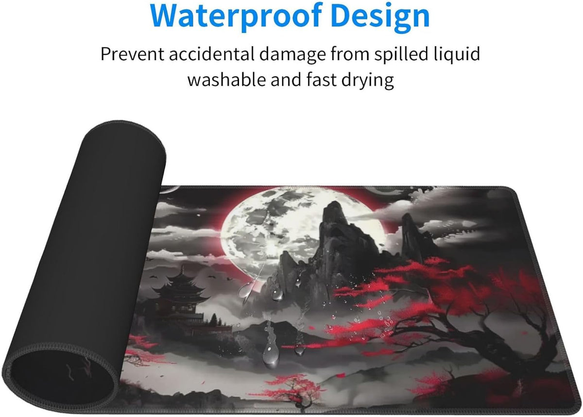 Extended Gaming Mouse Pad, Large Desk Mat XL Anime Mouse Pad Waterproof with Stitched Edges, Non-Slip Desktop Pad for Home and Office, Level Up Your 31.5x11.8 Inch (Night canyon2)