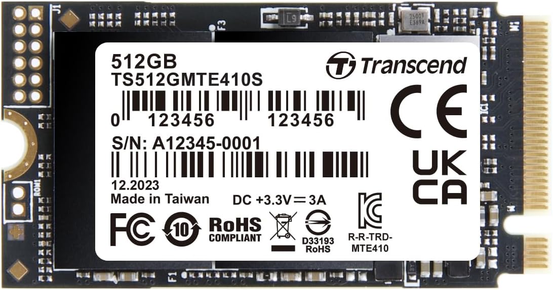 Transcend 512GB M.2 2242 SSD, Up to 5000MB/s, PCIe Gen4x4 NVMe 3D TLC, for Ultra-Thin Laptops, Lenovo Legion Go&Yoga Gen 6, ASUS ExpertBook&ZenBook, Mini PC, DRAM-Less Design for Low Power Consumption