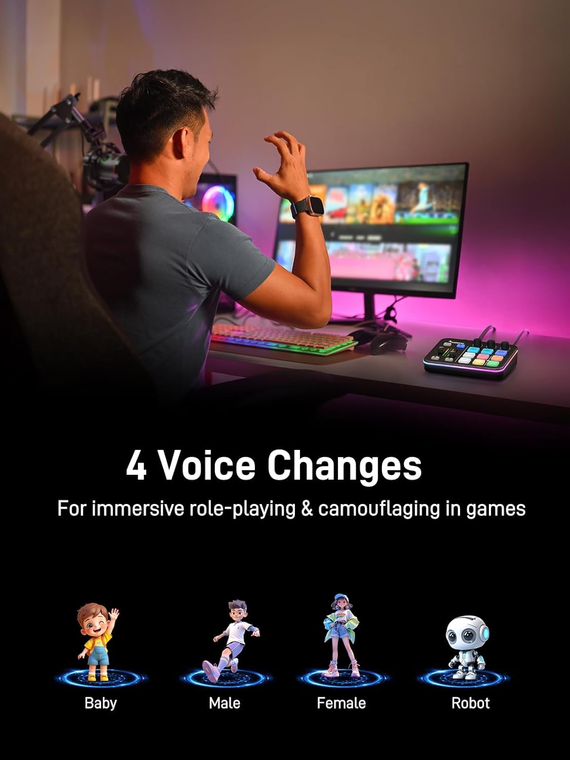 MAONO Gaming Streaming Equipment Bundle: Audio Interface Mixer and XLR Dynamic Mic RGB Noise Reduction Live Streaming Podcasting MaonoCaster PD200XS&G1 NEO