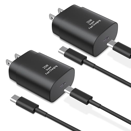 Type C Charger Fast Charging,2Pack 25W Super Fast USB C Charger Block with 6Ft USB C Cable Compatible with Samsung Galaxy S24