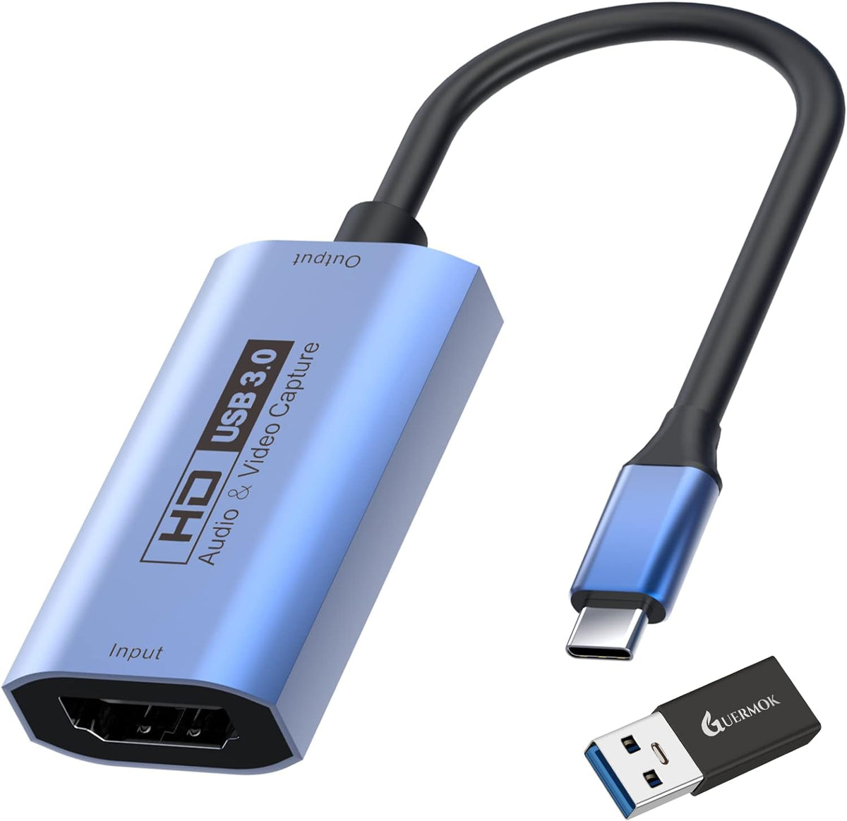 Guermok USB3.0 2K@30FPS 1080P@60FPS, 3, PS5/4, Video Capture Card, HDMI to USB-C Capture Device, Stream & Record at