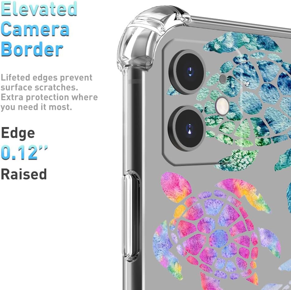 Sea Turtles iPhone 11 Case, Ocean Creatures Pattern Design for Women Men, Soft Transparent TPU Bumper Case for iPhone 11