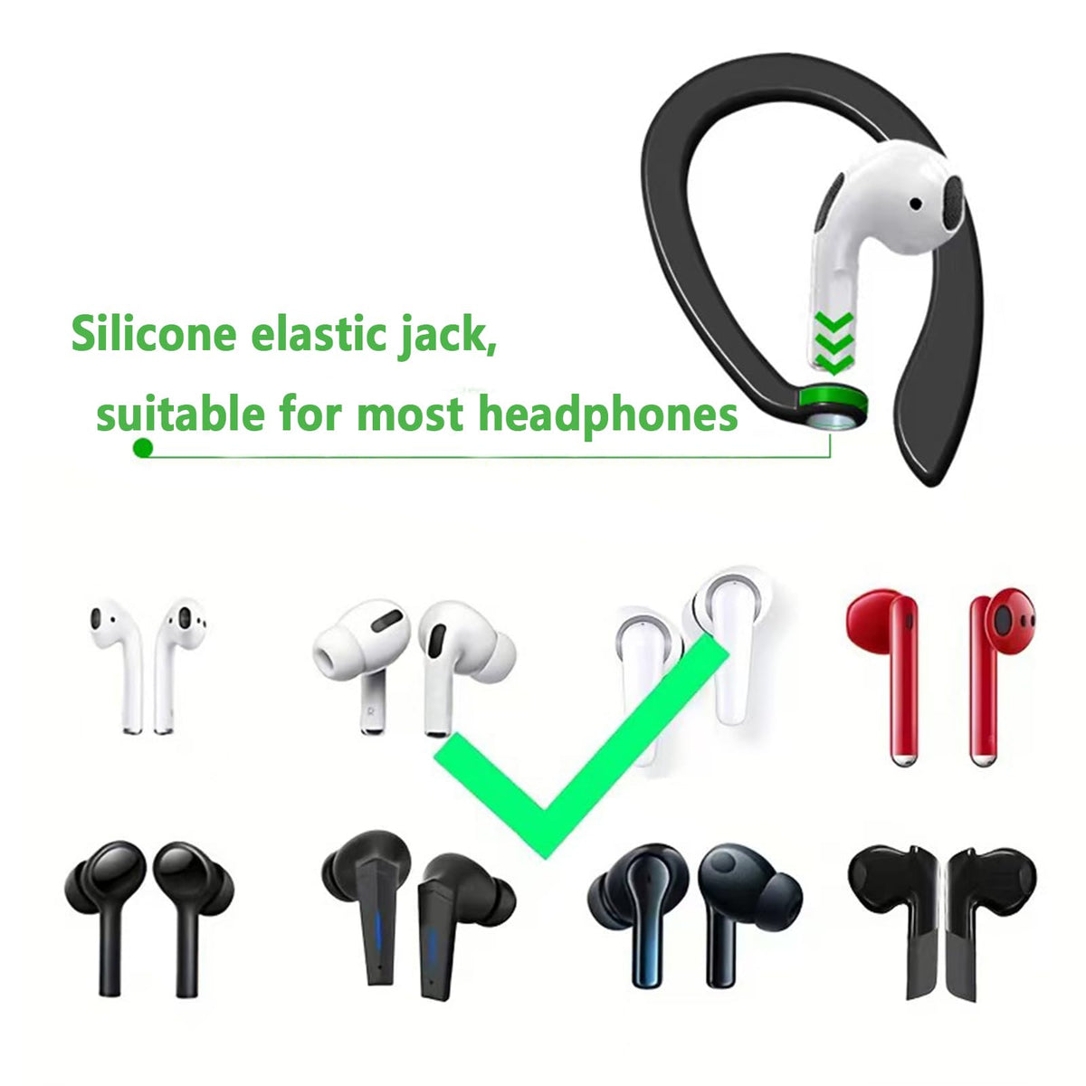 Magnetic Anti-Lost Straps for Apple AirPods 4st to 1th Generation and AirPods Pro 1st to 4th Generation, 2 Additional Pairs of Ear Hooks-Compatible