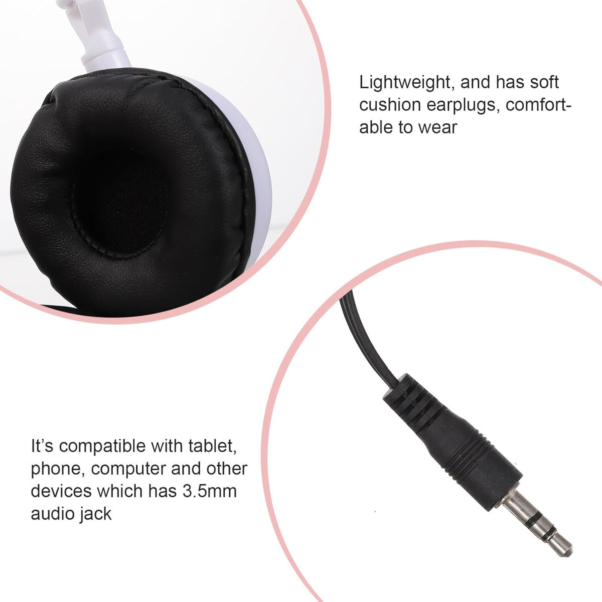 Stereo Headphones Wired, 1pc Red Foldable Earphones for Laptop, Head-Mounted Earmuffs for Boys Girls Travel