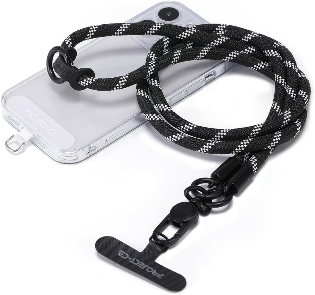 project-cb Phone Lanyard×1,Phone Tether Tab×2,Cell Phone Lanyards for Around the Neck,Rope Lanyard,Universal Adjustable Phone Strap Crossbody,Cell Phone Chain(Blackshadow)