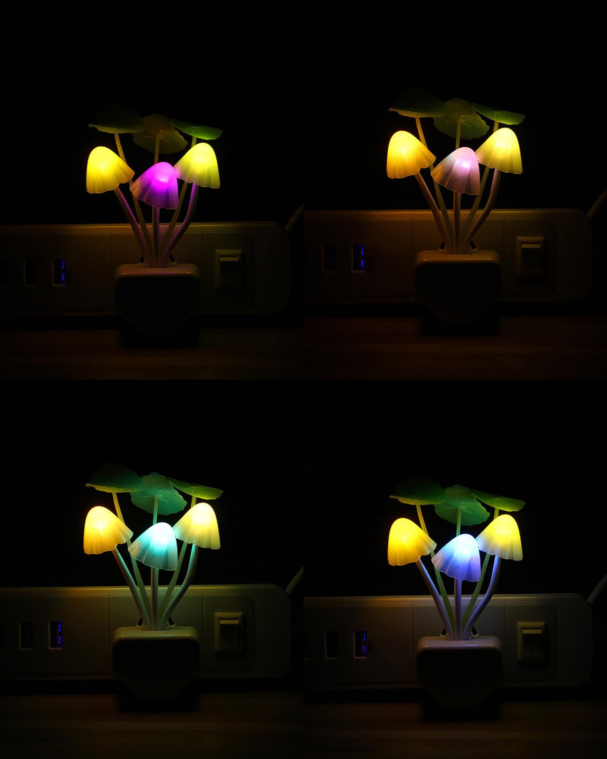 Rienar Sensor Led Night Light, Color Changing Plug-in LED Mushroom Dream Bed Lamp