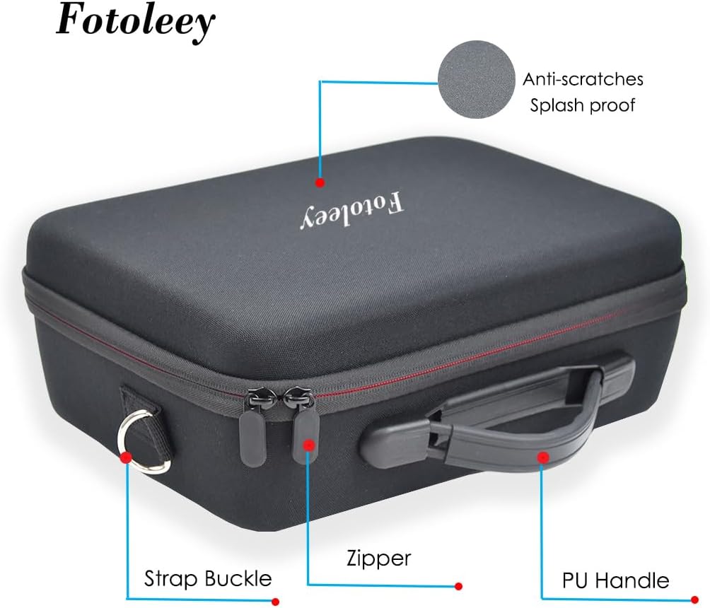 Fotoleey Carrying Case for Insta360 X4 Camera, Fits Waterproof Case and Selfie Stick, with Strap & Handle, EVA Material