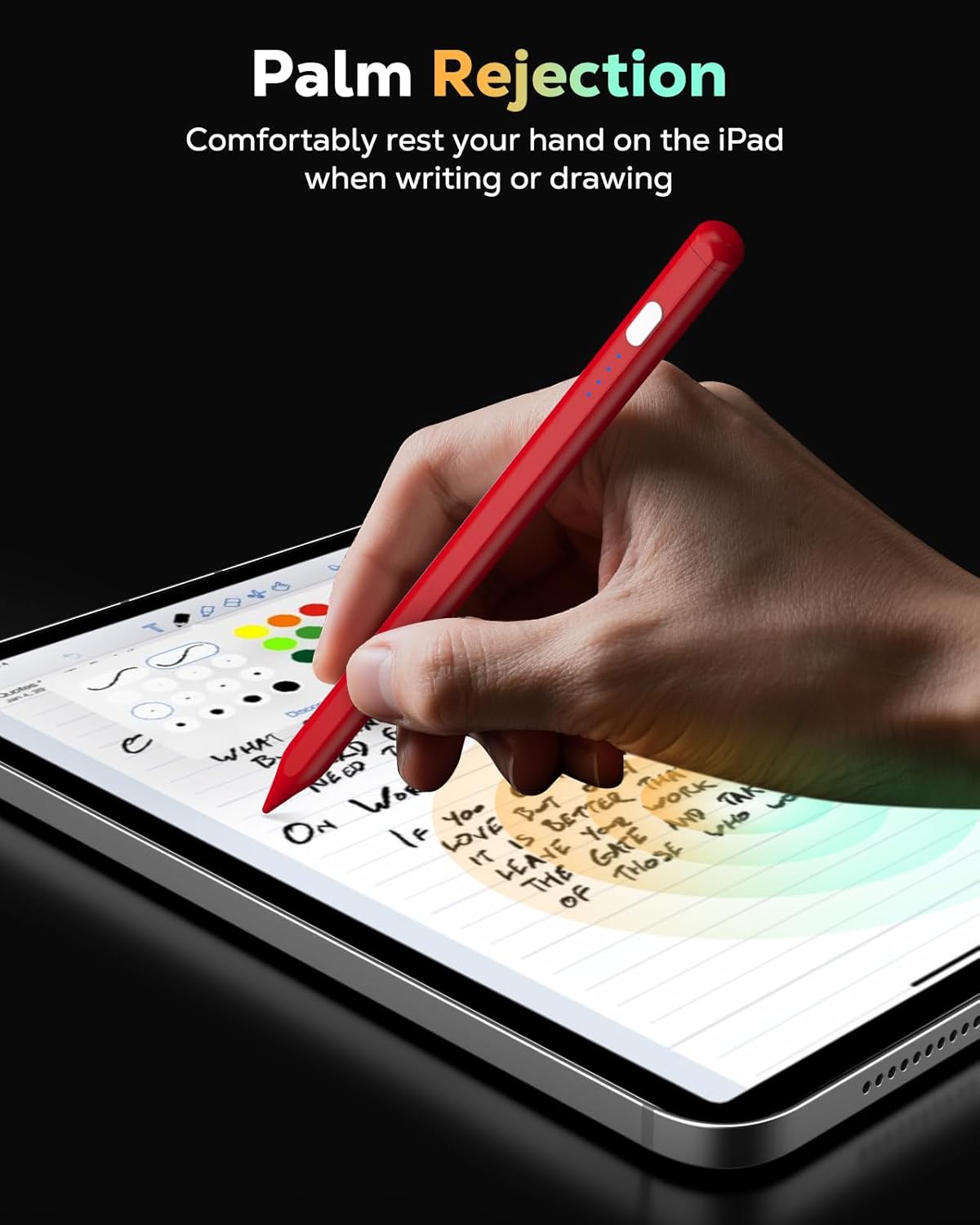 MoKo Pencil for iPad (A16) 11th 10th Gen, Stylus Pen for 2018-2025 Apple iPad 11/10/9/8/7/6/A16, Mini 7/6/5, Air M3/M2 11"/13"/5/4/3, Pro M4 13"/12.9"/11" Tilt Sensitivity, USB-C Fast Charging, Red