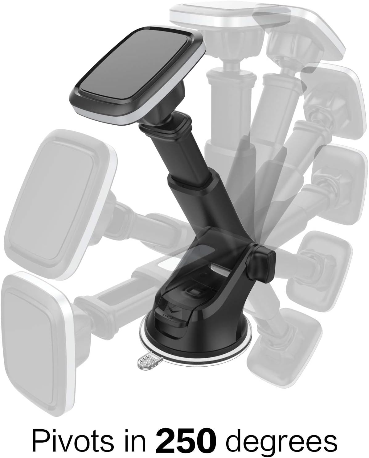 1Zero Magnetic Phone Car Mount with Quick Extension Arm, Hands-Free Windshield Holder for Car