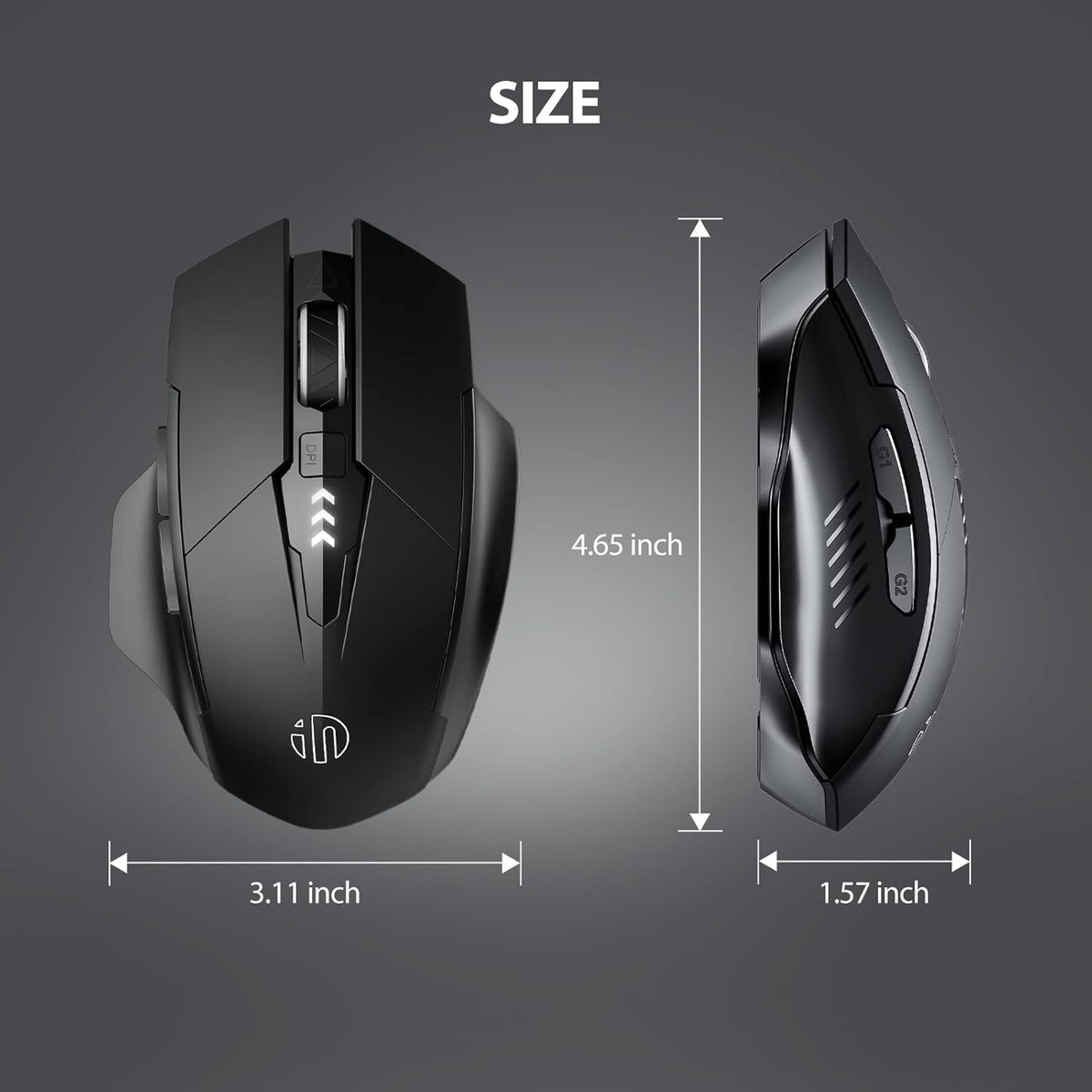 INPHIC 2.4G 6 2400DPI 4 Wireless Mouse Rechargeable, [Battery Level Visible], Silent Click USB Cordless Mouse