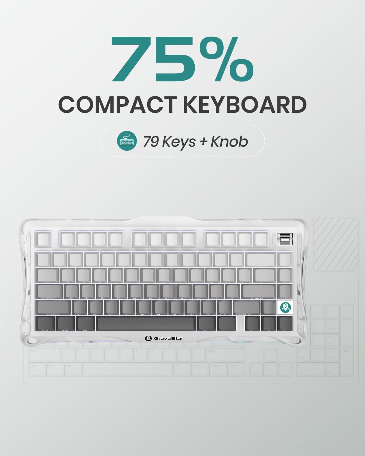 GravaStar Mercury K1 75% Wireless Mechanical Gaming Keyboard, Aluminum Alloy Exoskeleton Design, Gasket Custom Keyboard Hot-Swap Socket, Linear Switches, RGB Backlit