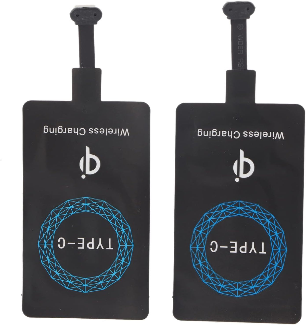 2PCS Type C Wireless Charging Receiver, Fast Self Adhesive Sticker Charger for Mobile Phone Android Device