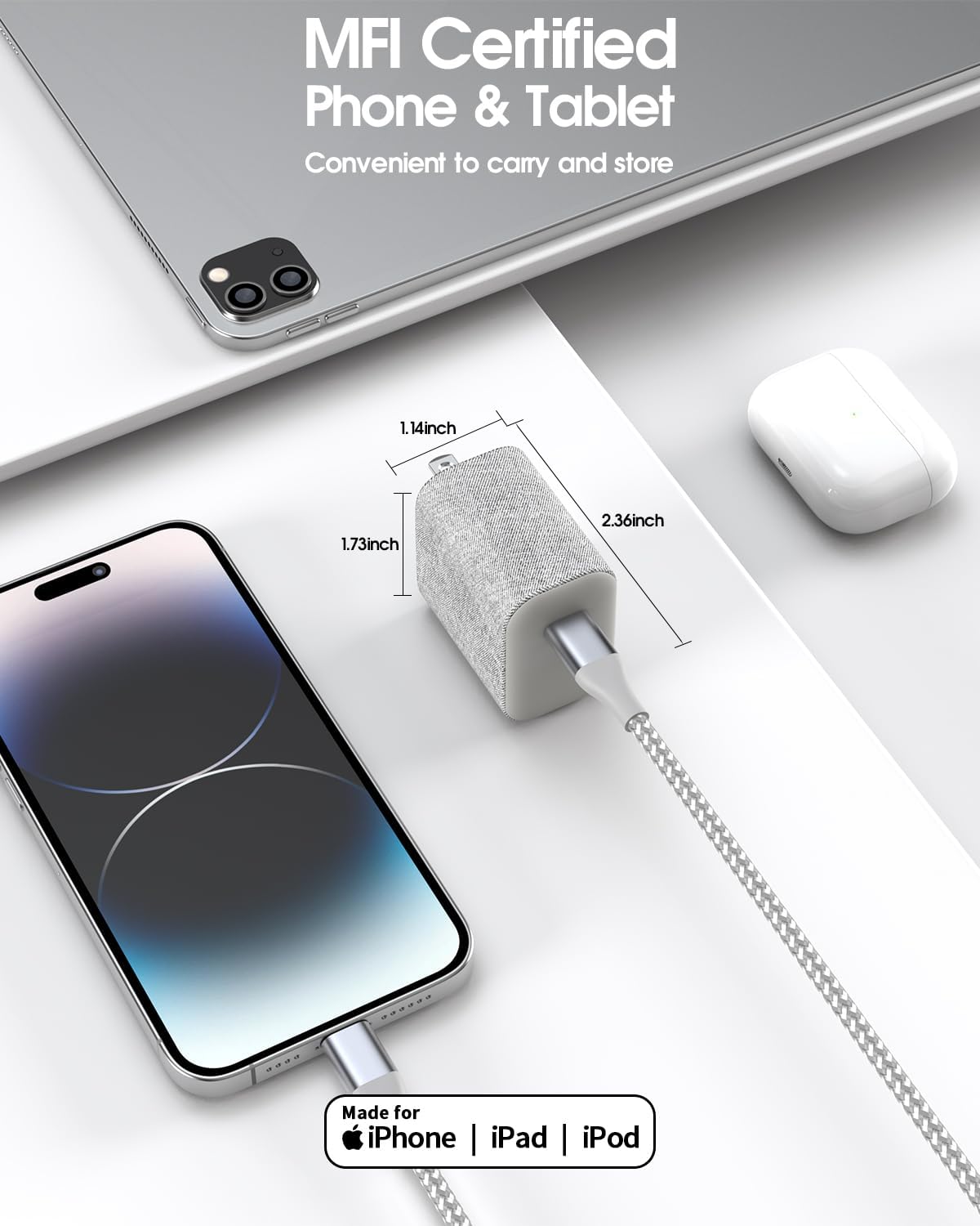 35W High Speed USB C Charger for iPhone, Fast Charging Block with C to Lightning Cable 5FT for iPhone 14/13/12