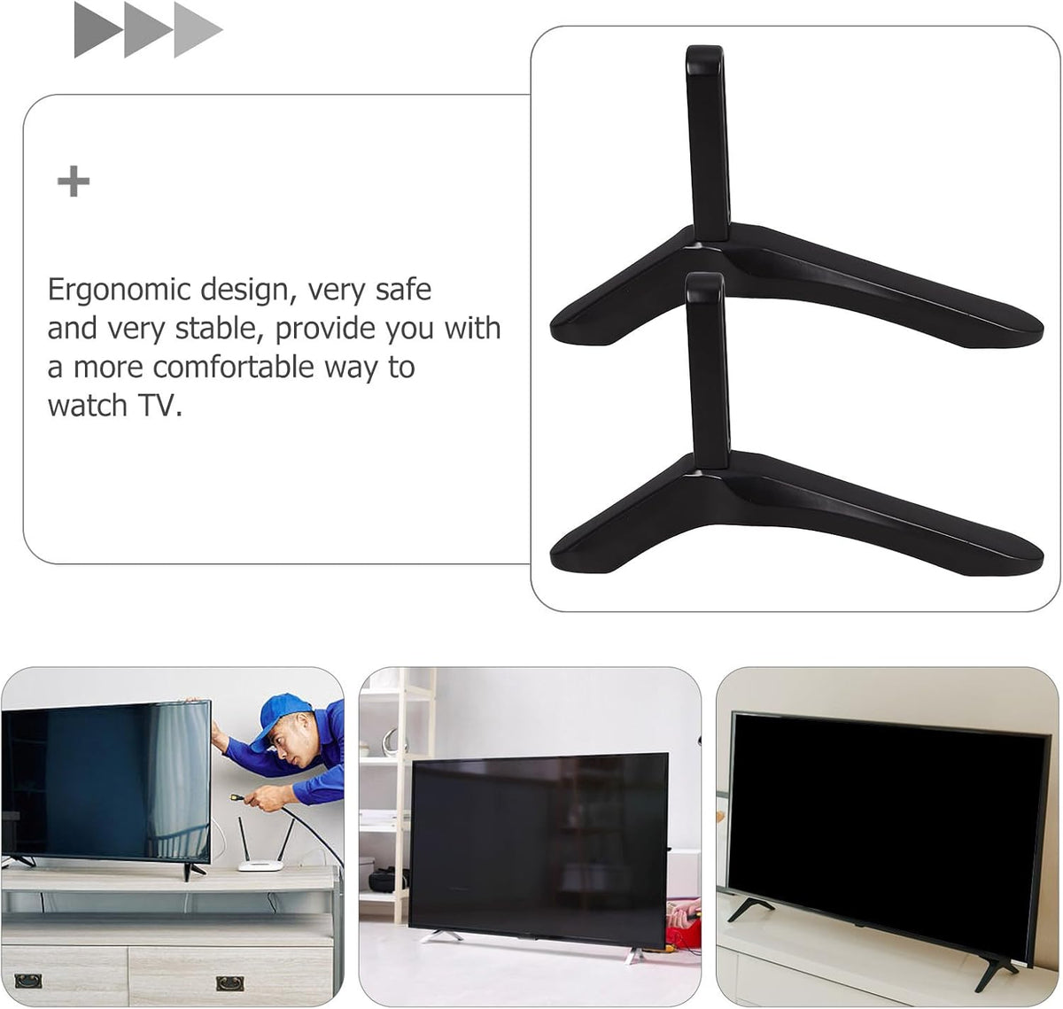 HOMSFOU Universal TV Stand Bracket with Screws, Tabletop TV Riser Base Support for Flat Screen Televisions, Sturdy