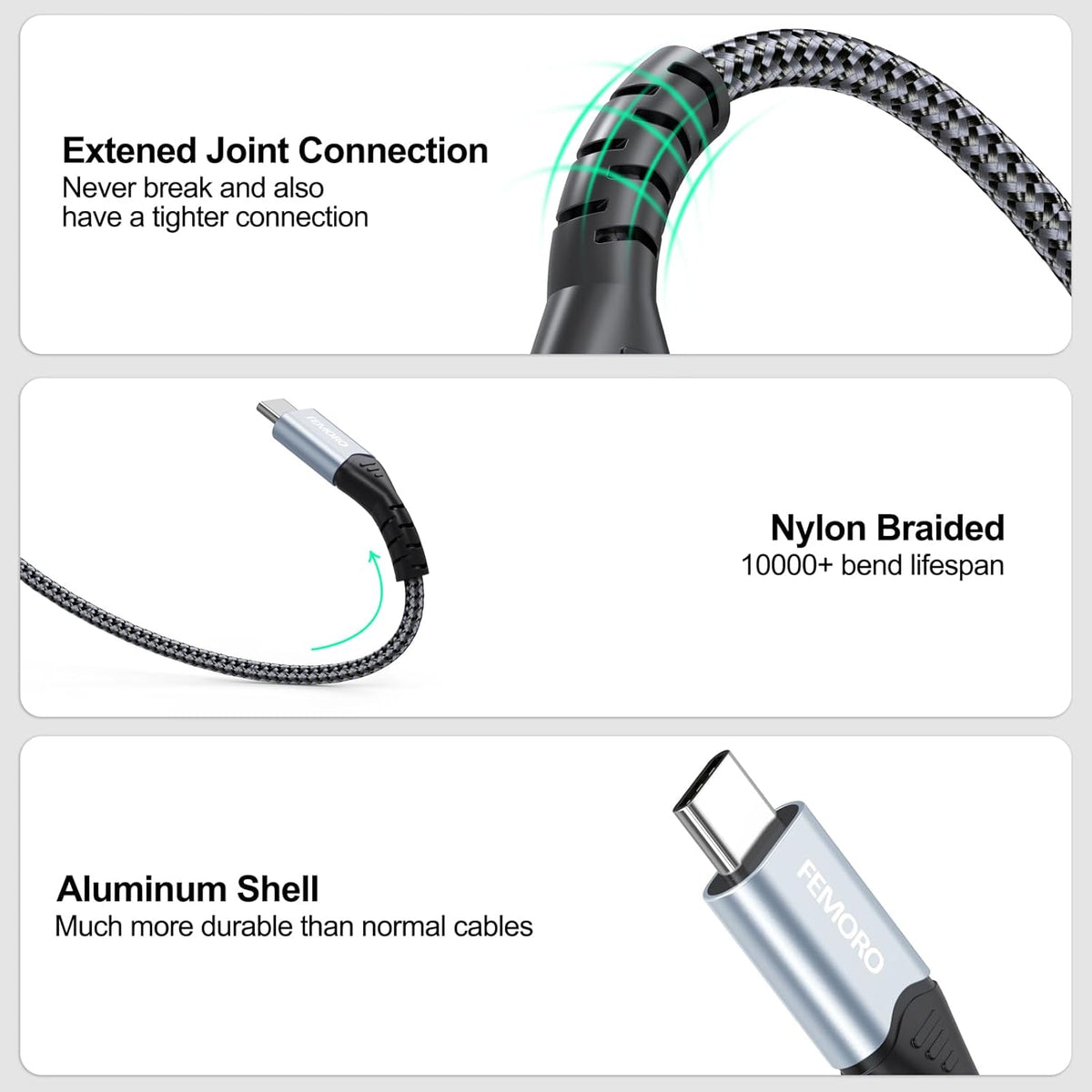FEMORO USB C to Micro USB Cable 6ft, Adapter for OTG Data Transfer & Charging, USB-C Type C to Micro USB