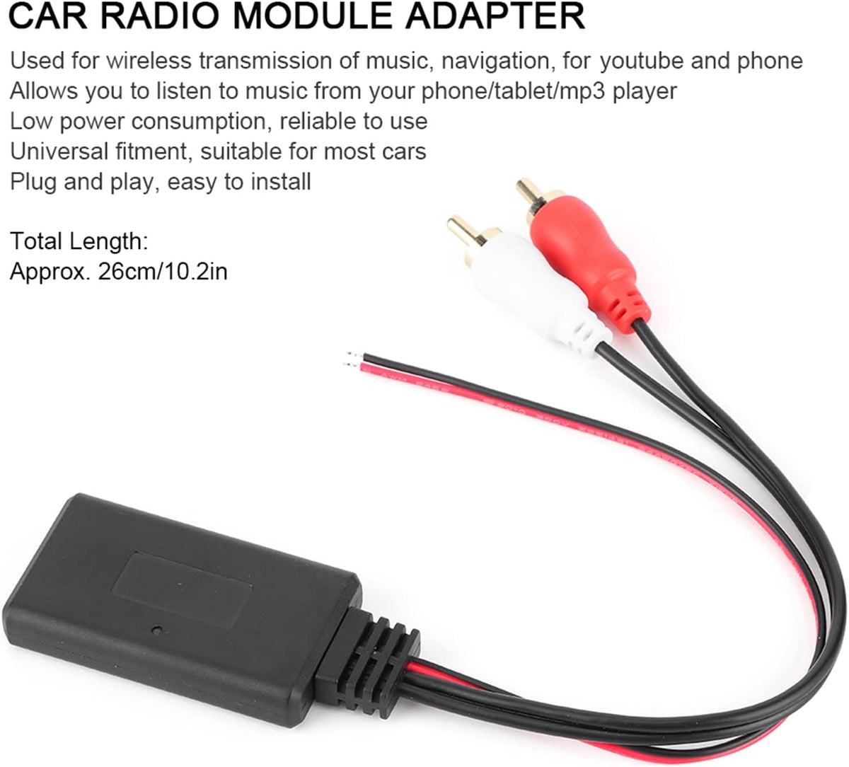 Bluetooth Aux in Adapter Cable, Universal Wireless Bluetooth Module Adapter, AUX Audio 2 Auxiliary Cable for Car Radio