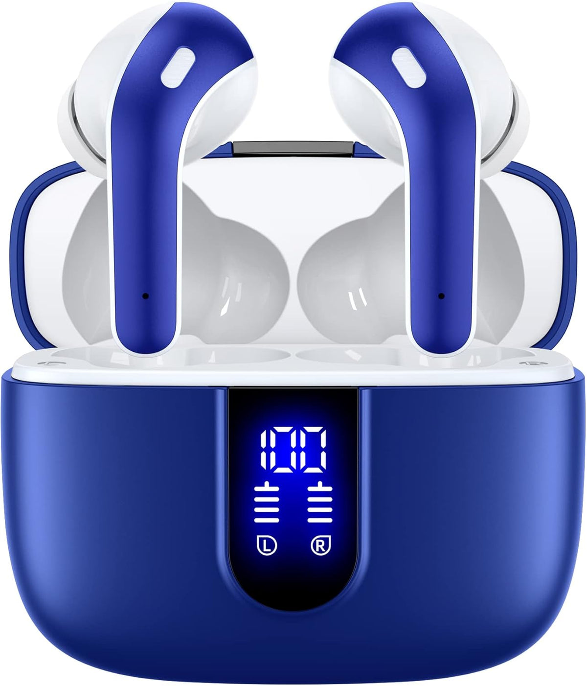TAGRY Bluetooth Headphones True Wireless Earbuds 60H Playback LED Power Display Earphones with Wireless Charging Case IPX5 Waterproof in-Ear Ear buds with Mic for TV Smart Phone Laptop Computer Sports