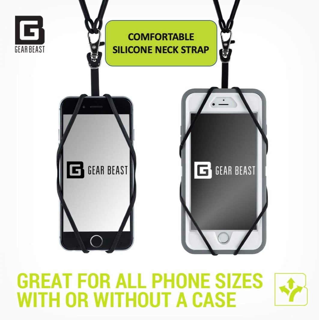 Gear Beast Cell Phone Lanyard - Universal Neck Phone Holder with Card Pocket and Silicone Neck Strap, Arcadia
