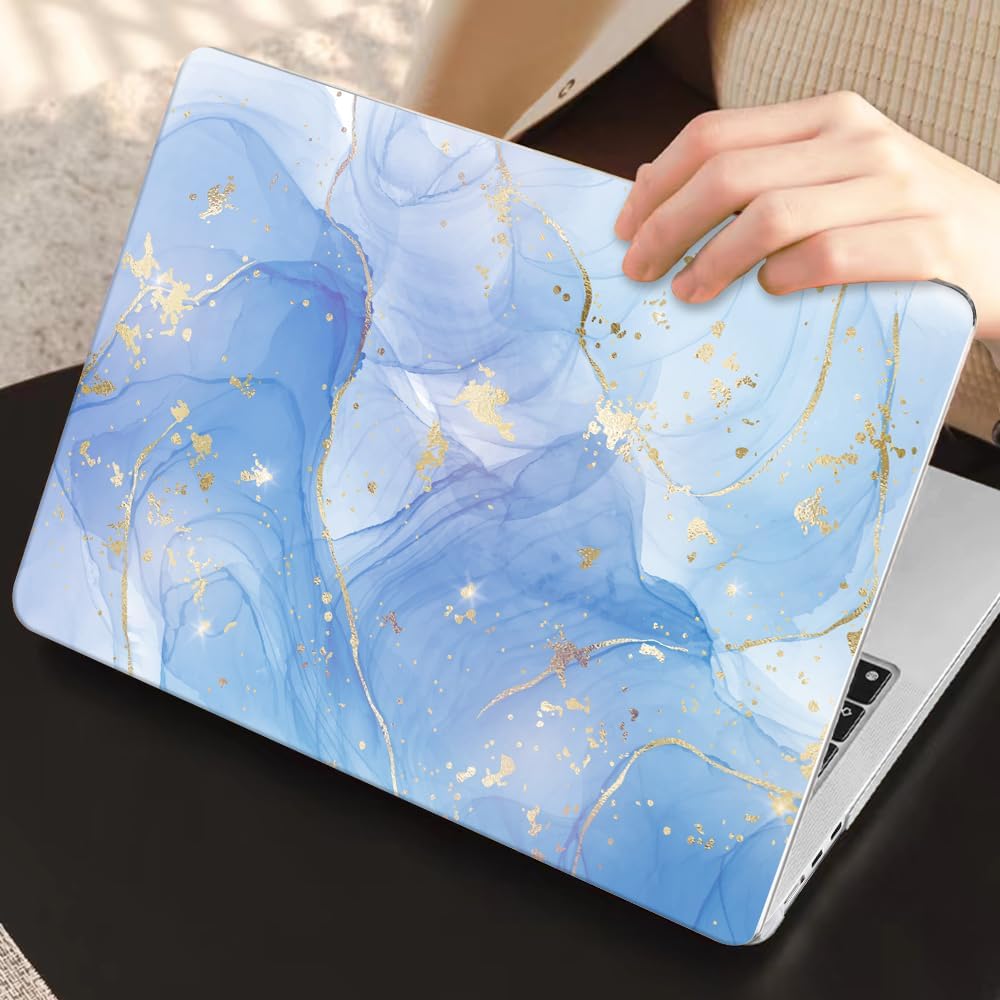 Compatible with M4 MacBook Air 13.6 inch Case 2025 2024 2023 2022 A3240 A3113 M3 A2681 M2 Chip, Crystal Printed Pattern Plastic Hard Case Cover for Mac Air 13 M4 Touch ID, Blue Marble