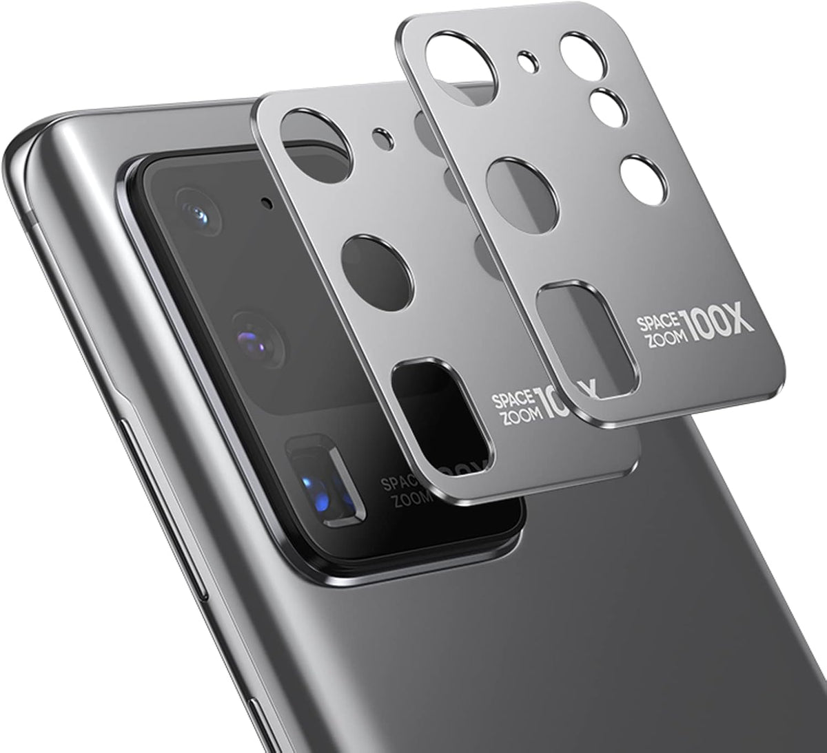 2 Pack Alloy Metal Camera Lens Protector for Samsung S20 Ultra, Easy Installation [Not Affect Flash] (Gray)
