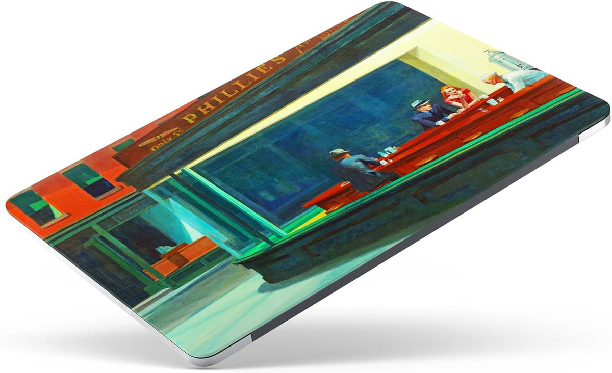 Berkin Arts Compatible with MacBook Air 13 inch Cover, 2022-2018 Release A2179/A2337 M1 with Touch ID with Keyboard Cover & Screen Protector American Scene Painting (Nighthawks by Hopper)