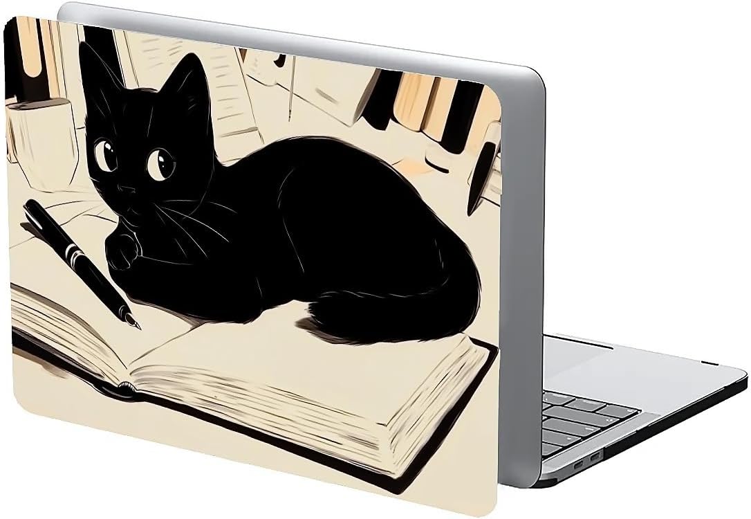 Compatible with MacBook Air 13.3 13.6 Inch Case 2022 2021 2020 2019 Plastic Hard Shell Case Cover,13.6 Air (A2681) M2 2022, Black Cat