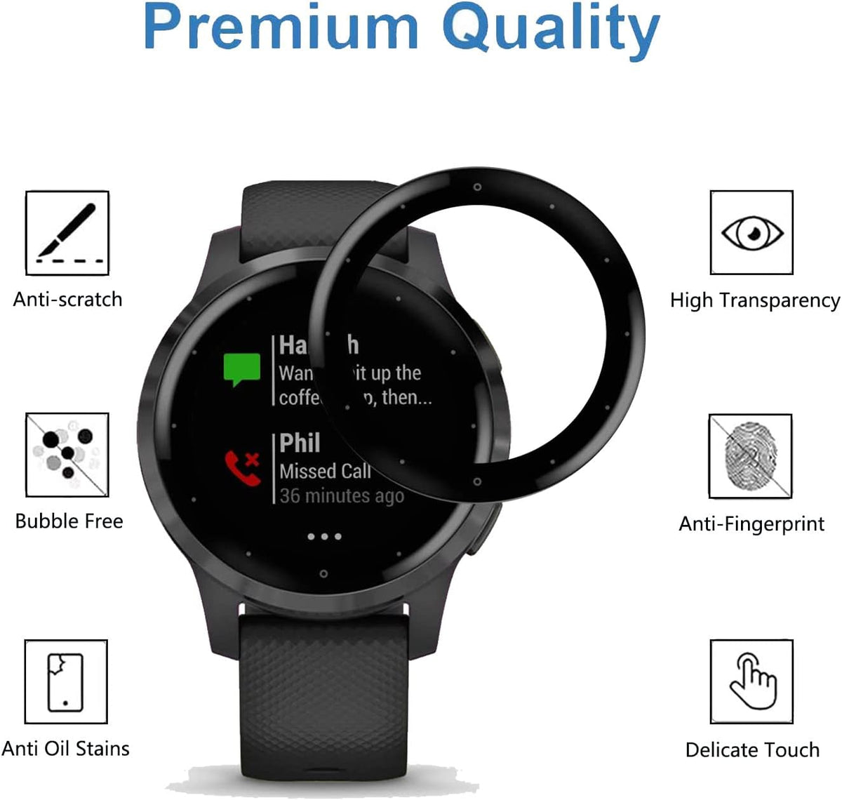 [4 Pack] Screen Protector for Garmin Vivoactive 4s Smartwatch, HD Clear, Anti Scratch, Anti Fingerprint