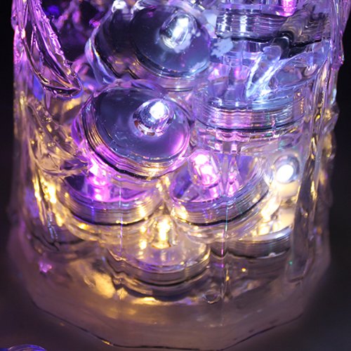 JYtrend Bright LED Floral Tea Light Vase Submersible Lights for Party Wedding (Red, 30 Pack)