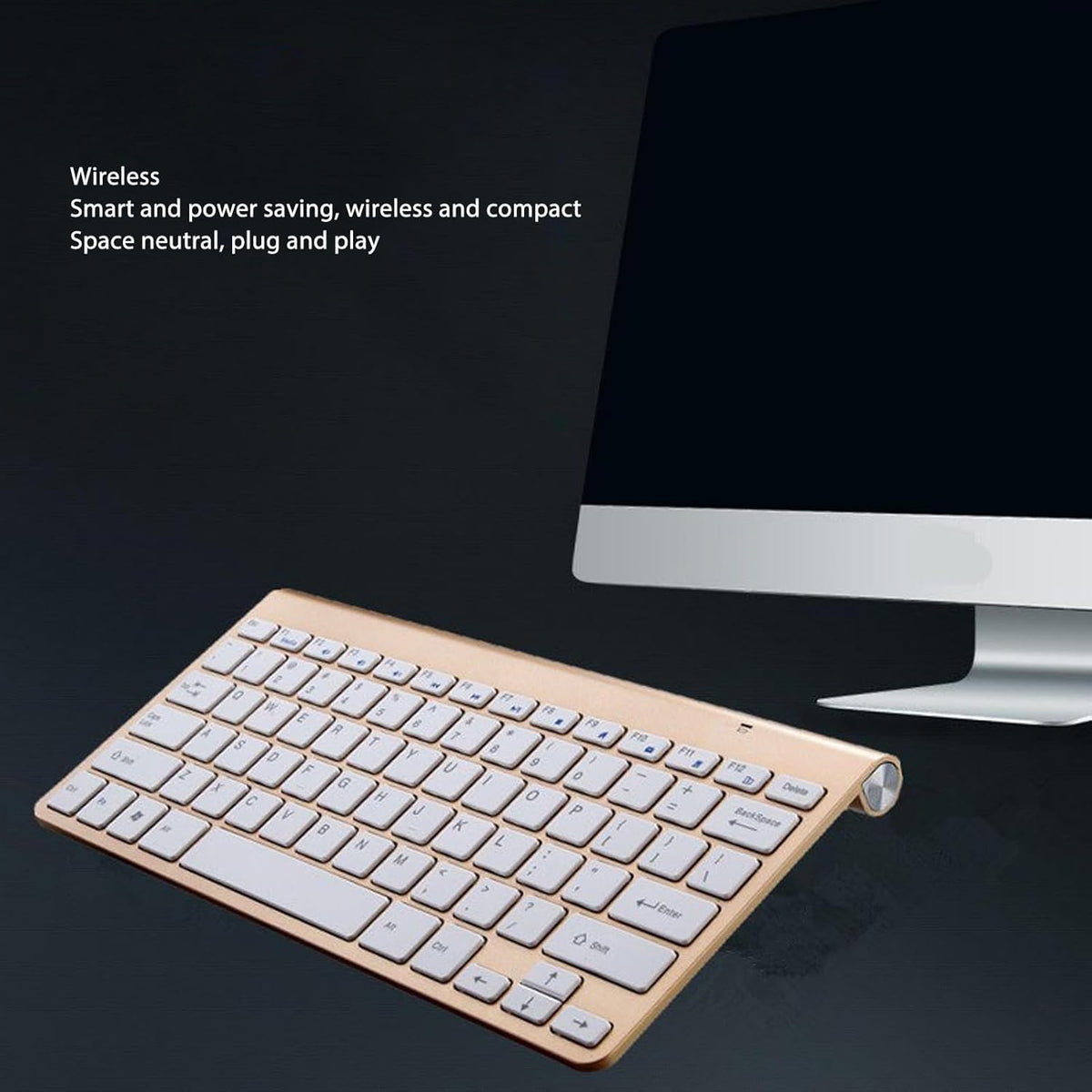 Wireless Keyboard and Mouse Combo, Compact Ultra Thin Waterproof Keyboard Power Saving USB Mouse Set for Computer