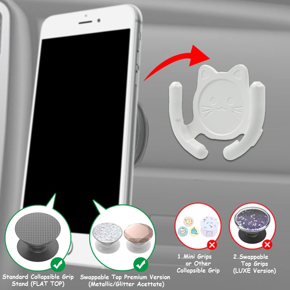 Multi-Surface Holder Car Mount 3 Pack, Compatible with PopSocket Grip Holder, Strong Adhesive Sticky Pad for Home Office