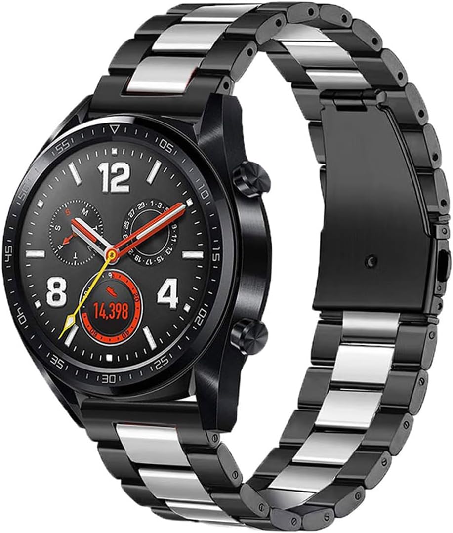 22mm Quick Release Solid Stainless Steel Metal Watchband, Compatible with Samsung, Casio, Huawei, and More