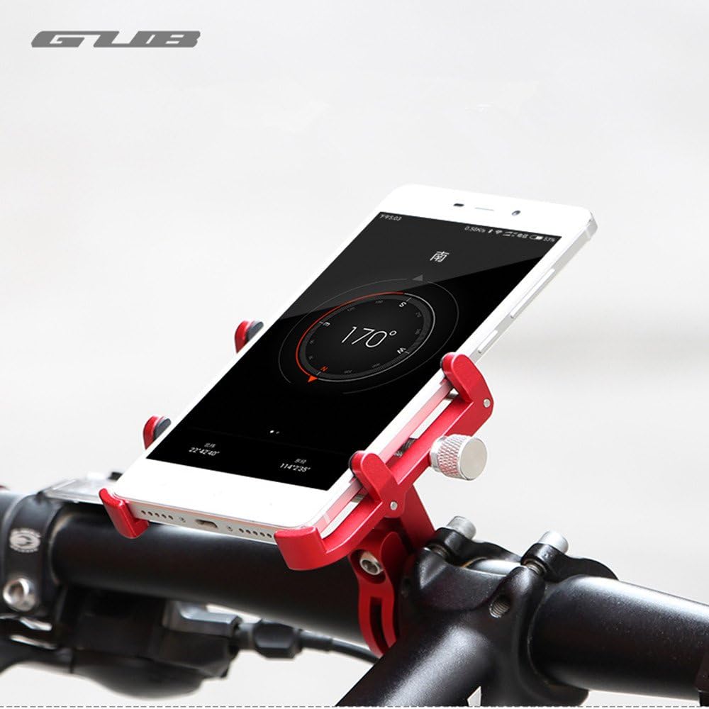 GUB Bicycle & Motorcycle Phone Mount - Aluminum Bike Phone Holder with 360°Rotation Adjustable Handlebar Phone Holder Compatible with iPhone Xs XR 8 Plus,Compatible with Samsung S9/S8 (Plus 6 Gray)