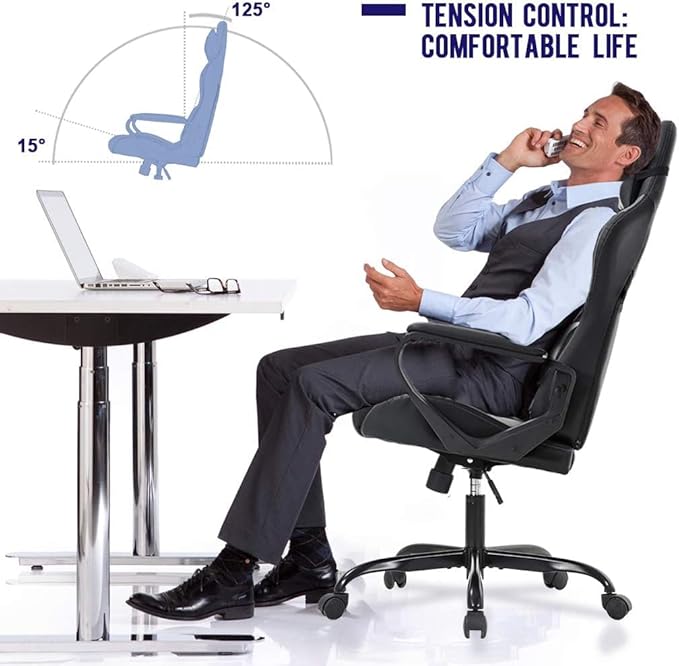 Gaming Chair Ergonomic Office Chair Desk Chair with Lumbar Support 360 Swivel &amp Rolling Computer Chair for Adults PU Leather Racing Style Supports 250lbs(Red)