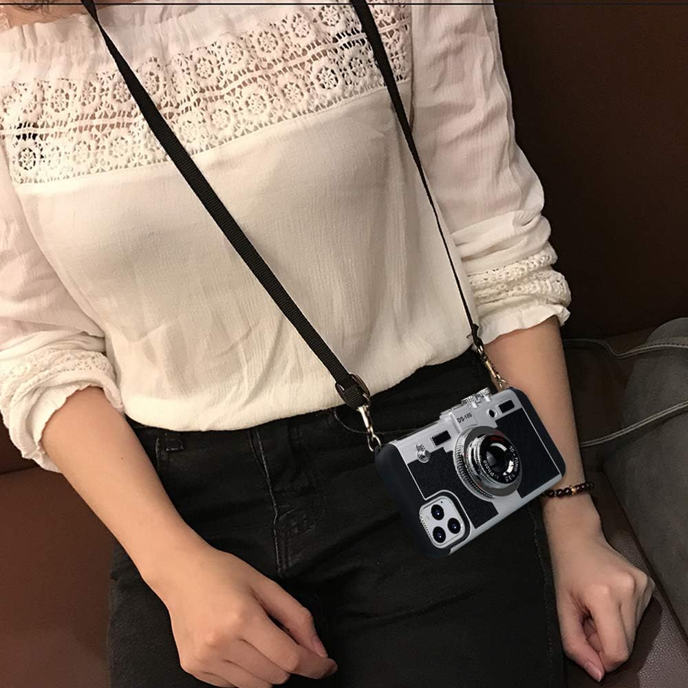 Awsaccy Emily in Paris Phone Case for iPhone 12 / iPhone 12 Pro, Vintage Cover with Removable Neck Strap, Cute 3D