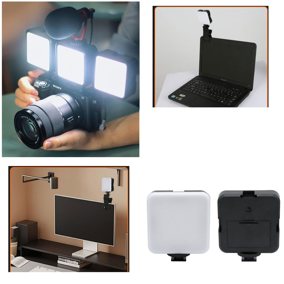 RecDec Selfie Light Clip Replacement LED Head 5600K White Lights 5W Mini Panel with 1/4'' Screw Socket for Portable Fill Light Attachement Camera DSLR