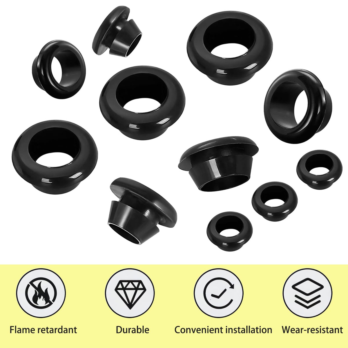 Qrity 20 PCS Rubber Grommets Cable Railing, Car Grommet, Cable Railing Protective Sleeves for Metal Posts, ID 10mm Mount Dia 12mm